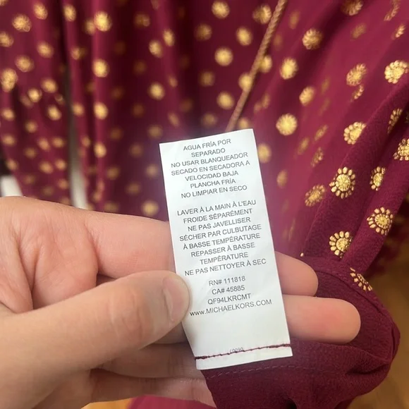 Michael Kors Dark red  and gold blouse MK top long sleeve small size - Picture 14 of 16